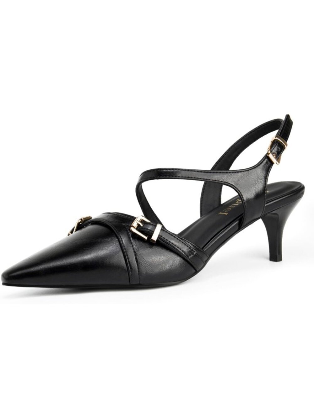 MIGPUEL Women's Black Pointed Toe Comfortable Slingback Heels Dressy Pumps